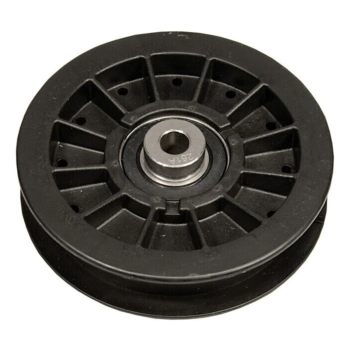 Flat idler pulley for drive belt